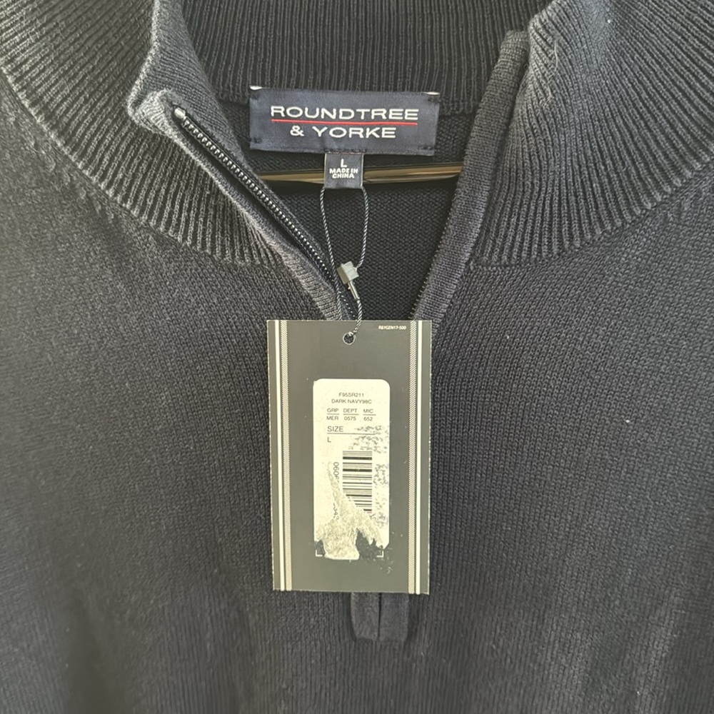 NWT Men's quarter zip Navy Sweater - Picture 4 of 4